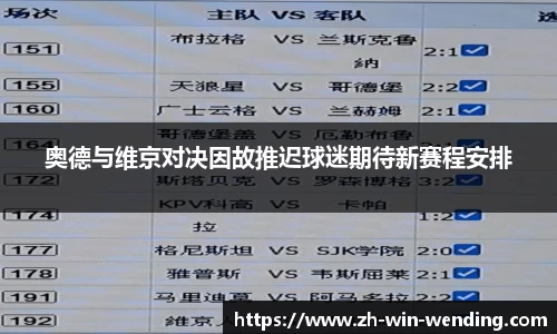 奥德与维京对决因故推迟球迷期待新赛程安排